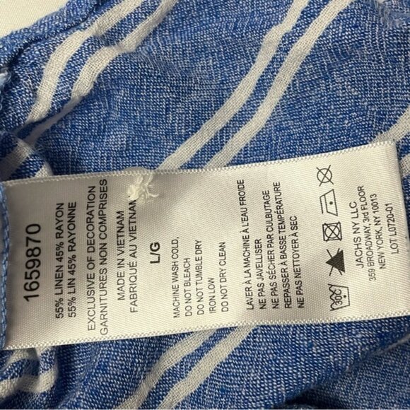 Jachs Girlfriend Striped Linen Blend Tie-Front Shirt L - Picture 4 of 6